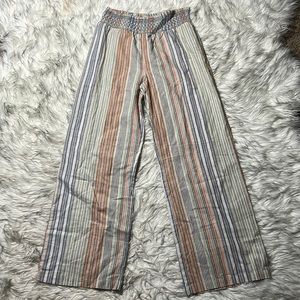 Derek Heart Women Size Large Beige Striped Pants Comfortable Hippie Wide Legs